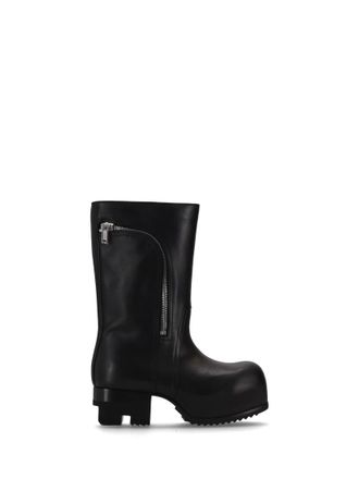 Rick Owens Black Solid Round Toe Boots