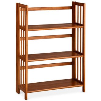 Casual Home 3-Shelf Folding Stackable Bookcase 27.5 Wide - Chestnut