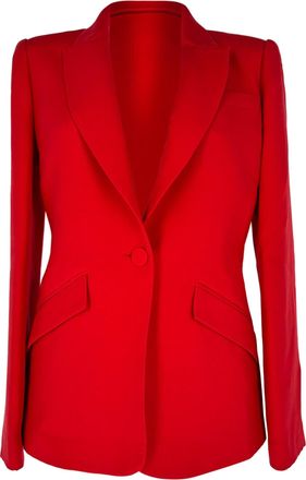 Roland Mouret Single-Breasted Blazer in Red Wool