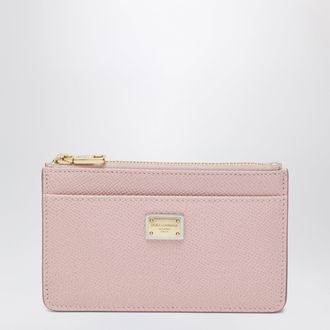 Dolce & Gabbana Dauphine calfskin card holder in nude pink