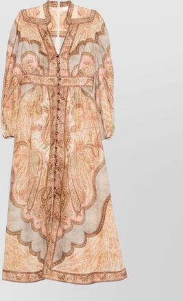 Zimmermann linen maxi dress paisley sheer long sleeves