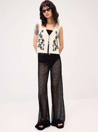 Twik Womens Wide-leg lace pants