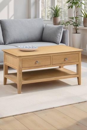 Julian Bowen Cotswold Rectangular Coffee Table with 2 Drawers in Light Oak