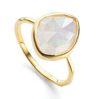 Monica Vinader Gold MV Siren Small Nugget Stacking Ring Moonstone