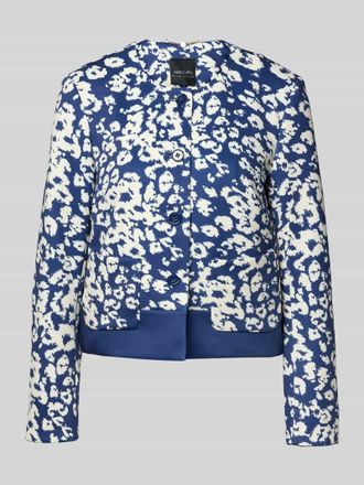 Marc Cain Regular Fit Blazer mit floralem Allover-Print in Royal, Gr&ouml;&szlig;e 34