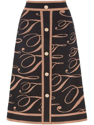 Temperley London T-logo Mania skirt - women - Wool/Cotton - L - Black