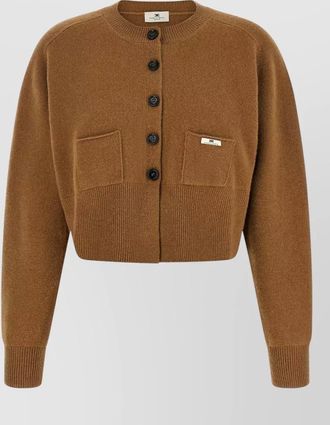 Elisabetta Franchi wool cashmere ribbed cropped cardigan