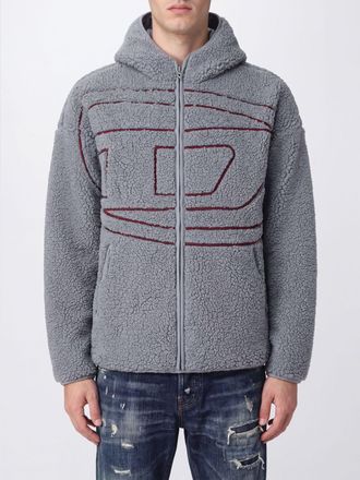 Diesel Felpa con cappuccio S-Zat in finto shearling con logo Oval D