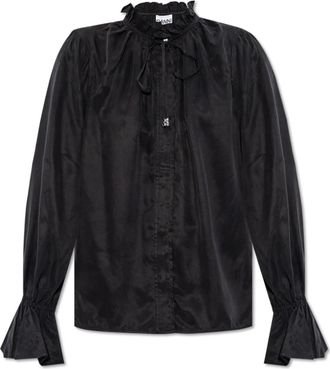Ganni Gerimpelde blouse - Dames - Overhemden - Zwart - S - Overhemden