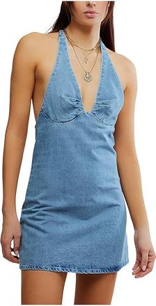 Free People Trevi Denim Mini Womens Dress Celestial Blue : MD (Womens 8-10), Cotton