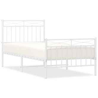 Berkfield Home Metal Bed Frame with Headboard & Footboard White 90x200 cm