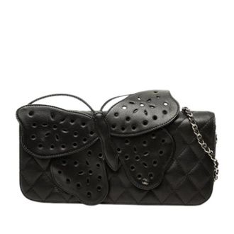 Chanel Pre-owned Quilted Lambskin Crossbody Bag - Dames - Pre-owned - Zwart - Maat: ONE Size Leer