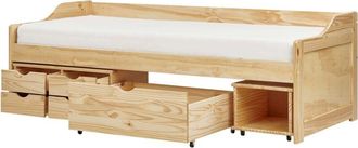 Beliani Daybed with Storage Pine Wood ROYVILLE 90 x 200 cm (EU Single) Light Brown
