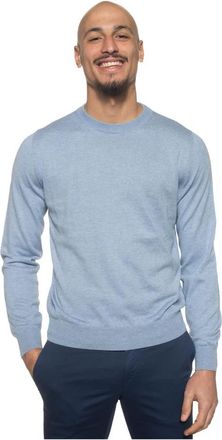 Canali Italiaanse Zijde Katoen Pullover - Heren - Ronde hals truien - Blauw - 5XL - Katoen - Truien & Vesten