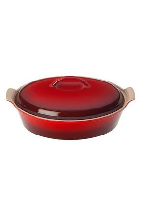 LE CREUSET 4 Quart Covered Oval Stoneware Casserole in Cherry at Nordstrom