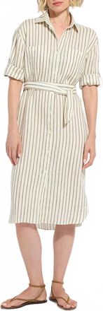 Lyss&eacute; Juniper Linen Tunic Shirt Dress In Olive Grove Stripe