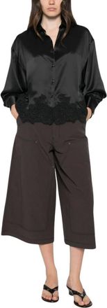 Ermanno Scervino Overhemden, Dames, Zwart, S, Shirt met kanten zoom