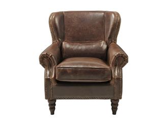 VENTE-UNIQUE.COM Sill&oacute;n cl&aacute;sico piel marr&oacute;n chocolate