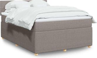 vidaXL Vidaxl - Cama Box Spring Con Colch&oacute;n Tela Gris Taupe 160x200 Cm
