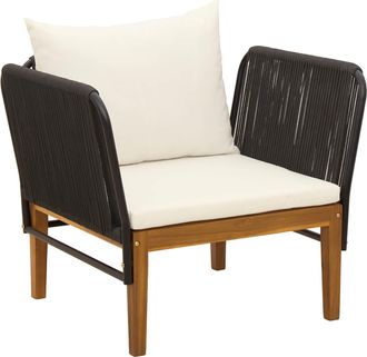vidaXL Silla De Jard&iacute;n Con Cojines Madera De Acacia S&oacute;lida Y Cuerda Vidaxl