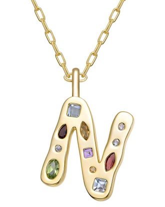 Genevive 14K Plated Cz Alphabetical Necklace