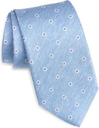 David Donahue Neat Silk Tie in Sky at Nordstrom