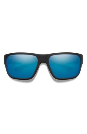Smith Arvo 61mm ChromaPop Polarized Wraparound Sunglasses in Black/chromapop Glass Blue at Nordstrom