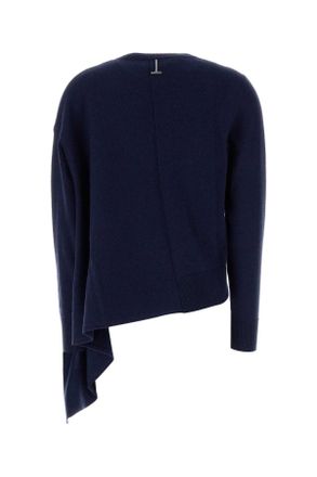 Alexander McQueen 839874q1beu 4344 After6blue Asymmet Crwnk Jumper Cashmere Maglieria Sweater