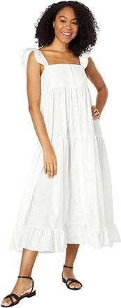 En Saison Pathways Midi Dress White Square Neck Tiered FROG225