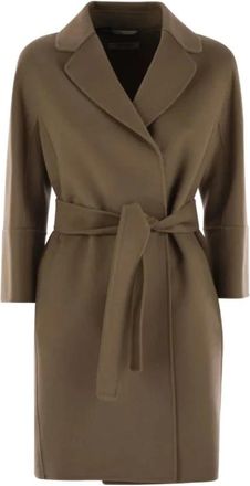 Max Mara Arona Riemenjas van Wol - Dames - Jas met riem - Bruin - S - Wol - Jassen