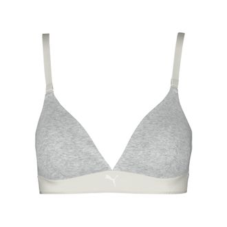 Puma B&uuml;gelloser BH PUMA PUMA WOMEN COTTON TRIANGLE BRALETTE, Damen, Gr. XXL, N-Gr, light grau melange, Single Jersey, Obermaterial: 88% Baumwolle, 12% Elas