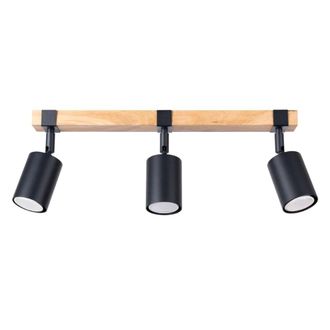 Wonderlamp L&aacute;mpara de techo de madera con 3 focos orientables negro