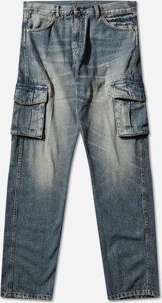 Silas Men s Vintage Wash Cargo Pants Blue Fade