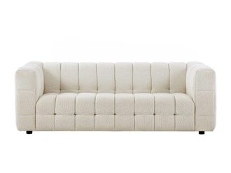 VENTE-UNIQUE.COM Sof&aacute; fijo poli&eacute;ster 3 plazas blanco 213x89cm