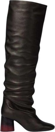 Paul Smith Over-knee laarzen van geplooid leer - Dames - Over de knie laarzen - Zwart - 37 EU - Leer - Schoenen