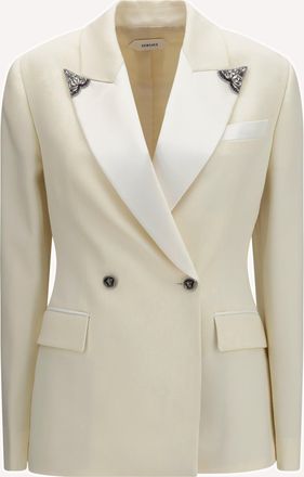 Versace Stretch wool Blazer with embroidered lapels Female 40