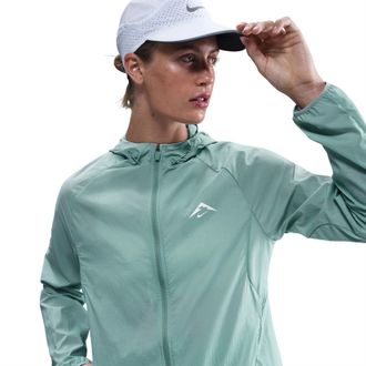 Nike Womens Trail Solid Patterned Hooded Windbreaker in Can/Prl/Smt Wht - Green - Size 10 UK