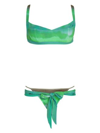 Amir Slama Bikini met tie-dye print - Groen