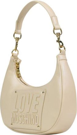Love Moschino Womens Embossed Logo Shoulder Bag Cream Polyurethane