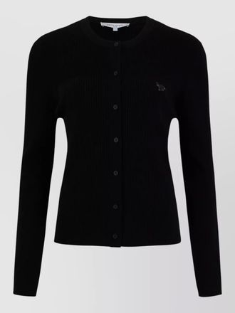 Maison Kitsun&eacute; ribbed crewneck knit cardigan long sleeve