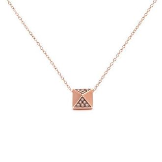 House of Brilliance 14K Rose Gold 1/4 Cttw Brown Diamond Matte Finished Pyramid Pendant Necklace in Pink at Nordstrom