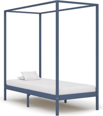 vidaXL Cama Con Dosel Sin Colch&oacute;n Madera Maciza Gris 100x200 Cm Vidaxl