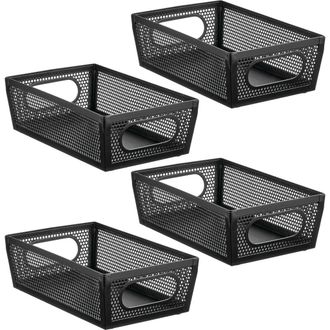 mDesign Perforated Metal Storage Bin with Handles - Set of 4 - Matte Black at Nordstrom