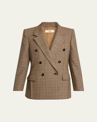 Chlo&eacute; Double-Breasted Check Tailoring Jacket