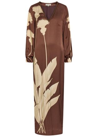 Andres Otalora Palmas Floral-print Maxi Tunic Dress - Brown - 0 (UK4 / Xxs)