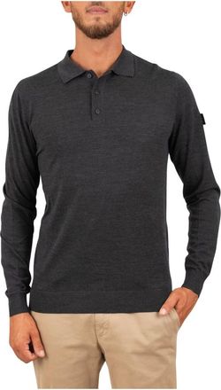 Peuterey Longsleeve Polo Melos RWS 01 - Heren - Truien - Grijs - Maat: L Kasjmier