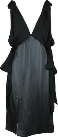 Bottega Veneta Zijden jurk met zijsplit - Dames - Casual kleedjes - Zwart - 2XS - Kleedjes