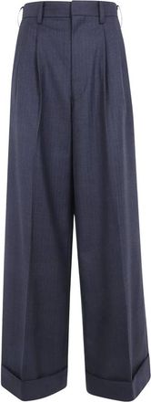 Junya Watanabe Pantalones de Raya de Lana - Trousers - Mujer - Gris - M