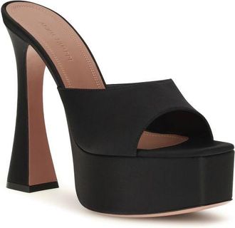 Amina Muaddi Dalida Platform Sandal - Black
