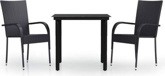 vidaXL 3 Piece Outdoor Dining Set Black Vidaxl